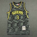 Maillot de Basket #3 Allen Iverson 1996-97 Vintage Noir Jaune